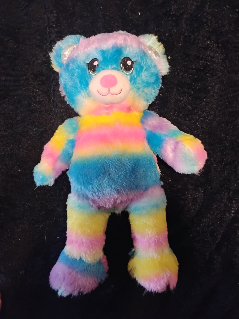Build-A-Bear Rainbow Plush Bear - Blue Pink Yellow Purple